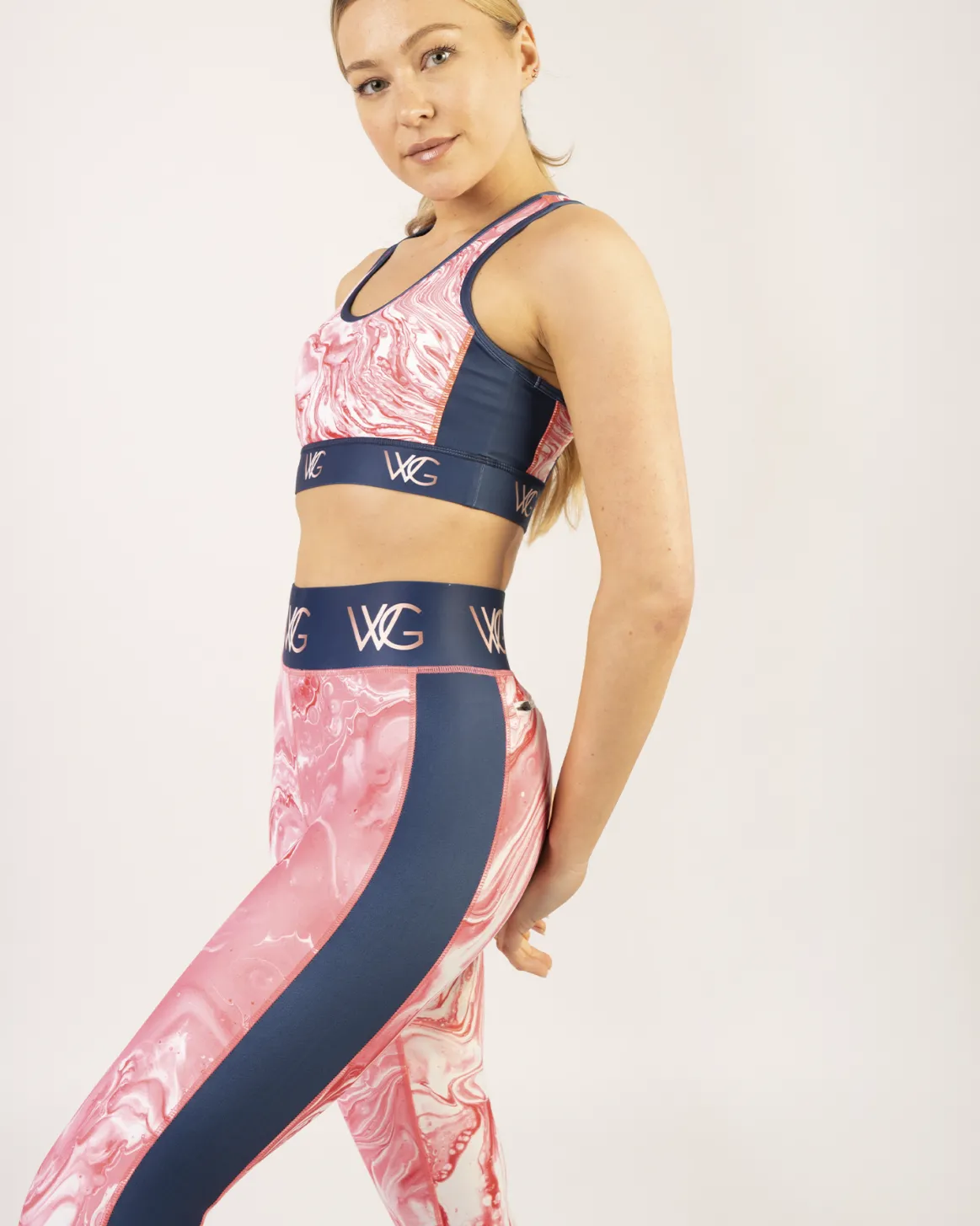 Welligogs Tops*Wg Flex Sustainable Pink Marble Crop Top